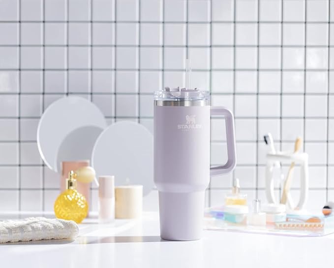 Stainless Steel Tumbler Stanley Quencher H2.0 Flow State 40oz Orchid Stainless Steel Vacuum Insulated Tumbler with Lid, Cold Retention