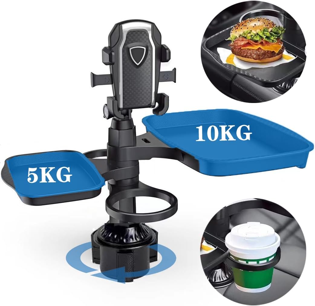 5-in-1 car Cup Holder Expander with Detachable car Cup Holder Tray, Phone Holder, Dual car Plate and car Cup holder with Dual Cup Holder and Adjustable Base, Must-Have Gadgets for Road Trips and Cars